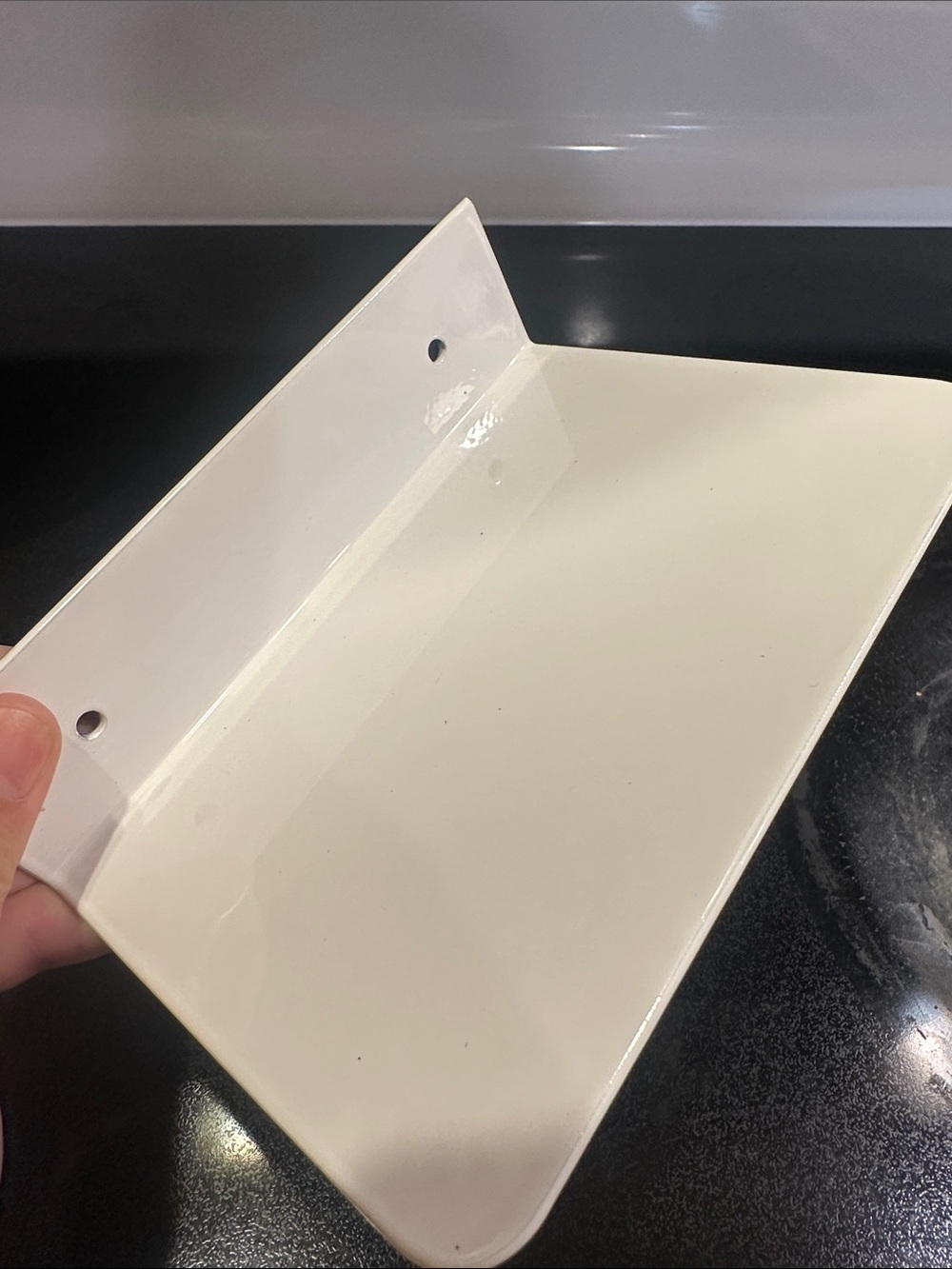 White Bathroom Shelf Mount Bracket for flushable wipes